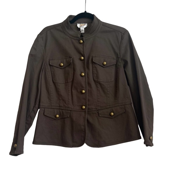 Talbots Jackets & Blazers - Talbots Stretch Size 10 Mocha Brown Lightweight Military Style Jacket